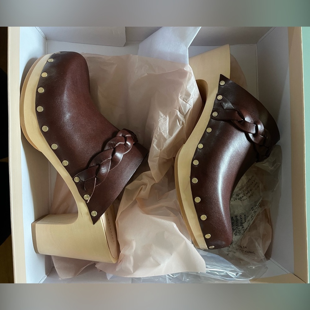 New Loeffler Randall Merrill Espresso Heeled Braid Clog